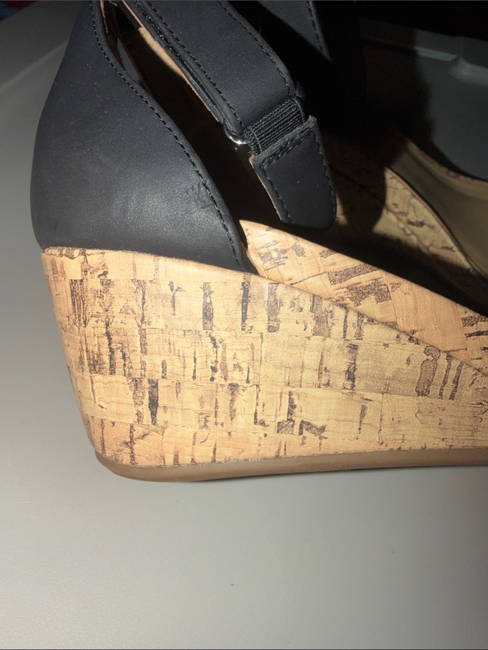 Naturalizer Leopard Print Cork Wedge Sandals with Black Ankle Strap - Picture 6 of 7